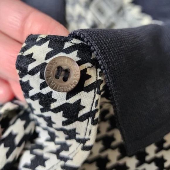 Christian Dior Houndstooth Button Polo Top Shirt Small Med 90 Vintage Dior Box - Picture 11 of 14